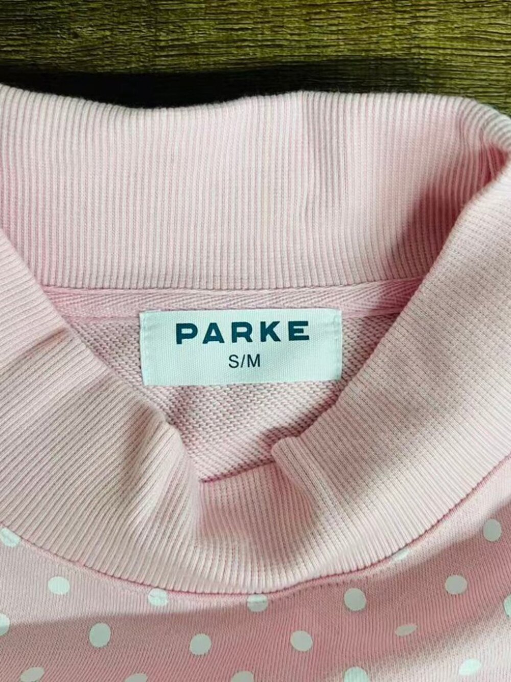 PARKE Pink Polka Dot Mock Neck Sweatshirt - Picture 4 of 7